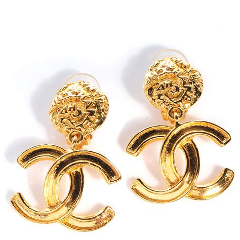 gold chanel earring|vintage gold chanel earrings.